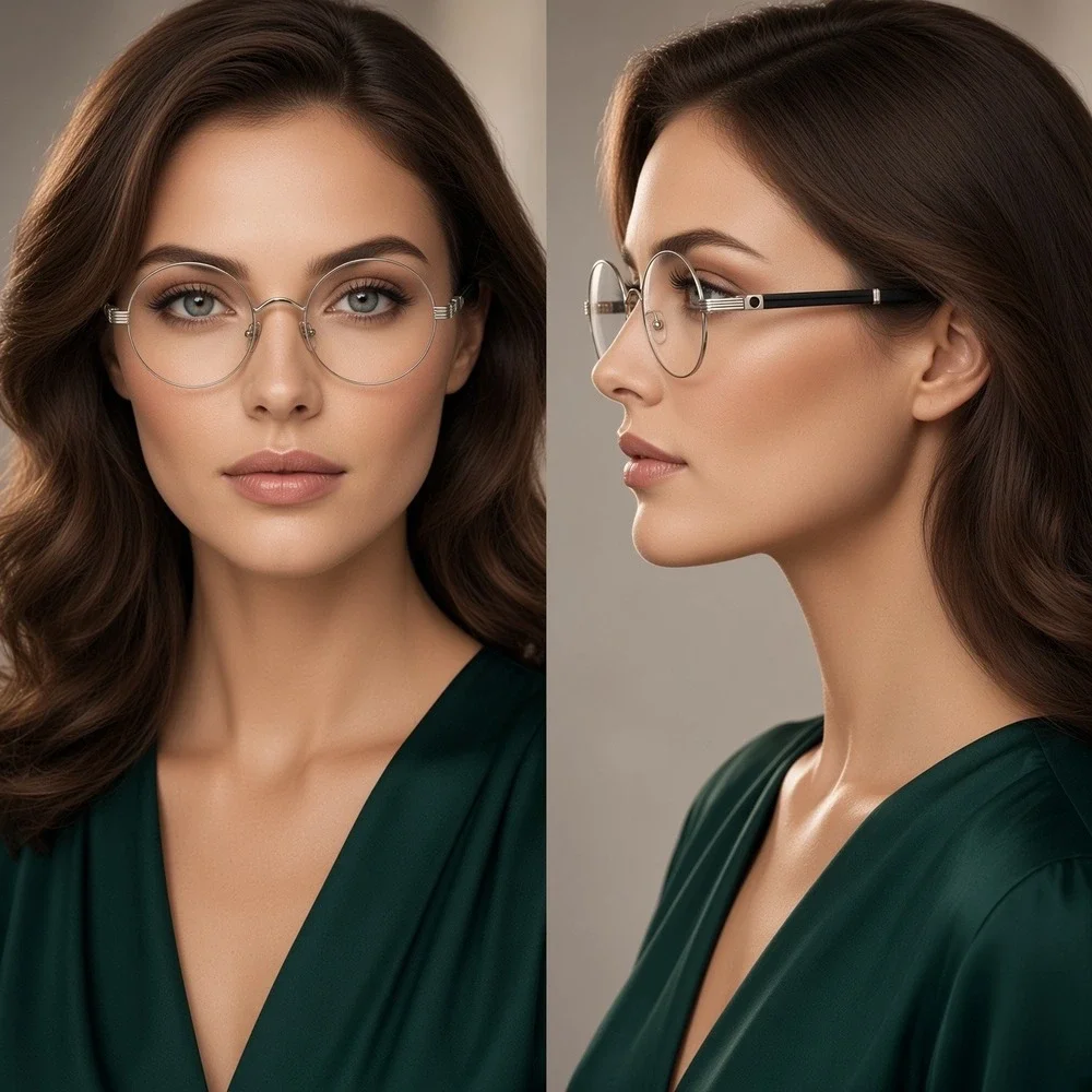 Women Eye Glasses Clear Lens Rimless Classic Retro 80's 90's Style Gold Metal